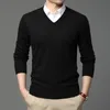 Hoge Kwaliteit Modemerk Wollen Gebreide Trui V-hals Trui Zwart Voor Mannen Herfst Winter Casual Jumper Mannen Kleding 240125