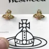 Bijoux de luxe de créateur VivienenWestwoods Satellite Viviane Westwood 23 Nouvelle impératrice occidentale douairière Little Saturn Boucles d'oreilles Femme Lumière Luxe et à la mode S