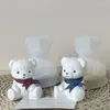 Narzędzia rzemieślnicze dla zwierząt świecy silikonowa forma 3D Teddy Bear Gips Making Kit Ręcznie robione mydelnicze żywice czekoladowe formy do pieczenia