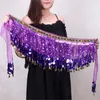 Scen Wear 165 cm Belly Dance Midje kedja kostym Lång paljed Mantel halsduk kjol triangulär bindemedel träningskläder