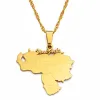 Nouvel article Colliers avec pendentif carte du Venezuela, bijoux en or jaune 14 carats, bijoux vénézuéliens