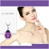 Pendant Necklaces Crystal Womens Necklaces Pendant Drop Natural Amethyst Angels Tears Purple Diamond Short Clavicle Chain Gold Sier Pl Dhdnb