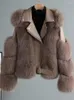 Dames lederen mode nepbont jas voor dames patchwork lange mouw pu pluizig vrouwelijk dikker jas winter luxe losse dame uitloper