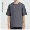 Men's T Shirts 2024 Märke Män överdimensionerade 220 GSM Tung ren bomull Höggata Mens T-shirt Casual Drop-Shoulder Man Hip Hop