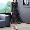 Casual Kleider Chiffon Floral Midi Kleid Frauen Sommer Boho Robe Elegante Kurze/Lange Hülse Vestidos Koreanische Rüschen Hals F66