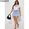 Jupes FAGADOER mode Denim plissé Mini jupes femmes taille haute a-ligne Jean jupe bleu décontracté bouton correspondant bas Streetwear J240202