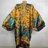 Женские купальники 2024, летние богемные кардиганы, кимоно для женщин, свободные один размер, милое шелковое сексуальное желтое пляжное кимоно с узором бабочки в стиле бохо