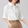 Blouses pour femmes en mousseline de soie en vrac à manches courtes mode femme chemisier 2024 Vintage été chemise blanche et style coréen bureau dame haut E79
