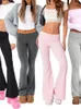 Women's Pants Women Low Waist Solid Flare Slim Fit Full Length Legging Streetwear Capris Trousers Female Clothes 2024 Spring