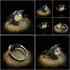 Cluster Ringe Cizeva Italien Schmuck Vintage Gothic Zweig Blatt Schwarz Gold Ring Schillernder Mondstein Offene Einstellbare Verlobung für Tropfen Dhuij