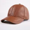 Casquettes de baseball SILOQIN taille réglable hommes hiver chaud en cuir véritable Baseball avec cache-oreilles jeunesse peau de vache marque papa visière casquette