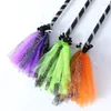 Party Decoration Halloween Witch Broom Purple Orange Green For Masquerade Cosplay Costume Accessories Kid Toy Gift