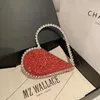 Evening Bags Heart Shaped Diamond Clutch For Women Designer Chic Metal Handle Shiny Sequins Purse Female Wedding Handbags