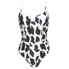 Women's Swimwear Women Sexy One-Piece Bikini Deep V-Neck Push Up Underwire Monokini Leopard Stripes Print Swimsuit Backless Beachwear D5QD