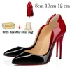 Med Box Red Bottoms klackar Designers High Heel 8cm 10cm 12cm Dress Shoes Luxurys Pump Platform Peep-Toes Sandaler Sexig Pointed Toe Red Sole Sneakers