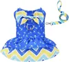 Vêtements de chien Robe de luxe Bowknot pour petits chiens Été Yorkie Chihuahua Fille Chiot Vêtements Princesse Harnais et laisse Ensemble