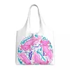 Shopping Bags Cute Axolotl Pattern Tote Bag Recycling Salamander Animal Canvas Groceries Shoulder Shopper Pography Handbags