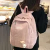 School Bags Bagpack For Girls Backpacks Kawaii Striped Cute Luxury Harajuku Corduroy Bag Backpack String Korea Travel Women's Ita