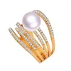 Cluster Rings SINLEERY Luxury Multilayers Cubic Zircon White Pearl Big For Women Size 7 8 9 10 Silver Color Wedding Jewelry JZ544