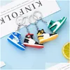 2022 Säljer ny stil Stereo Sneakers Keychains Button Pendant 3D Mini Basketball Shoes Model Soft Plastic Decoration Gift Nyckel Drop Dhzyy