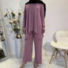 Ubranie etniczne muzułmańskie kobiety ustawiają swobodne luźne 2pcs Abaya Arab Arab Ramadan Long Rleeve Tops Pants Malaysia Eid Islamski Oman Dubaj