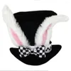 Party Supplies Easter Velvet Hat Plush Rabbit Ears Top Cosplay Day Bowler Ear Topper Accessory Costume A0Y1