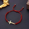 Charm Bracelets Hip Hop Stainless Steel Cross Braided Bracelet For Women Men Red Black Simple Couple Adjustable Wrist Bangle Christian