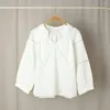 Kadın Bluzları 2024 Fransız Kadınlar Boş Puflu Kol Gömlek Yaz Pamuk Gevşek Üstler Bayanlar V yakalı beyaz bluz