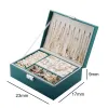 Dubbellaags Hoge Capaciteit LeatherJewelry Box Reizen Sieraden Organizer Multifunctionele Ketting Oorbel Ring Opslag Sieraden Doos Y1214