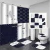 Trendy Home Decor Shower Curtains Soft Anti Slip Carpet Bath Curtain Full Letter Printed Toilet Seat Covers