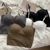 Kvinnors tankar Athvotar Summer Sexig Camisole Kvinnor Ice Silk Crop Tops med bröstkudde ärmlös elegant grundläggande tankskönhet bakre streetwear