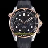 Eternity Chronomètre Montres OMF Dernières 9900 Chronographe Automatique Cadran Noir Lunette En Céramique 44MM Montre Pour Homme Diver 300M 210 22 44 51 255p