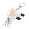 Keychains Fancy&Fantasy 48cm Fly Fish Wheel Keychain Silver Color Fisherman Fishing Tackle Boxes Retractor Tools Key Chain With Ring