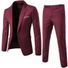 Herrdräkt Formell kostym Set Korea Style Lapel Slim Single Breasted Business Suits Wedding Blazer Pants Set Terno Masculino 240125