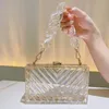 Clear Acryl Box Evening Bag Mini Chain Prom Purse Womens Square Handväskor för bröllopsfest 240131