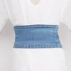 Pasy damskie mody pasa startowego niebieskie dżinsowe elastyczne cummerbunds żeńska sukienka gorsets