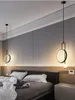 Pendant Lamps Postmodern Round Golden Hanging Light Luxury LED Small Black Chandelier Bedside Decorative Lighting Living Room Bar Cafe