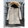 Designer feminino ganso canadense versão de comprimento médio puffer jaqueta feminina para baixo parkas inverno grosso casacos quentes à prova de vento streetwear