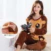 Maternity Feeding Pajamas Sets Postpartum Women Winter Nursing Clothes Set Fashion Cartoon Lactation Coat Long Trousers et 240119