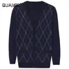 Men's Sweaters Top Grade 6.5% Wool Smart Casual Classic Long Sleeve Cardigan Autumn Winter Thicken Warm Men V-Neck Sweater
