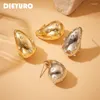 Pendientes de aro DIEYURO 316L de acero inoxidable, lágrima de Color dorado y plateado para mujer, joyería impermeable a la moda, regalo de vacaciones