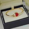 Bangles Classic Fashion Red Enamel Heart shaped Single Bracelet Women's Style Party Romantic