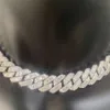 Massief Zilver 15mm Breed Gra Moissanite Baguettes Diamond Cubaanse Link Chain voor Heren Rapper Hip Hop Cubaanse Ketting