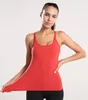 Active Shirts NWT 2024 Racerback Sport Fitness Crop Tops Built In Bra Yoga Sleeveless Vest Solid Quick Dry Tank