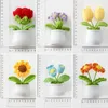 Dekorativa blommor mini söt stil diy handvävd simulering potten blomma plantering tråd virkning stickad färdig hem och trädgård prydnad