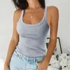 Women's Tanks 2024 Summer Spagetti Straps Tank Top Women Sexy Basic T Shirt Sleeveless Round Neck Ribbed Knitted Vest Woman Casual Corset