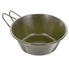 Cuencos de acero inoxidable para ensalada, utensilios de cocina, olla de metal para acampar, plato 304, sopa con asas, taza