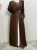 Etnische kleding Eid moslim abaya voor vrouwen diamant kimono vest jurk zak ramadan kant-up abaya kaftan dubai arabische lange gewaad vestido