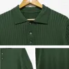 Mannen Polo 2024 Luxe Gebreide Polo Shirt Koreaanse Mode Harajuku Elastische Slanke Casual Effen Kleur Gebreide T-shirt Mannelijke