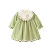 Girl's Dresses AYNIGIELL Autumn Winter Newborn Baby Dress Cute 1-4 Year Baby Girl Birthday Dresses Green Lined and Fleece Skirt